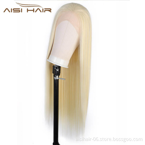 Heat Resistant Synthetic Fiber Lace Front Long Blonde Wig Silky Straight Lace Frontal Wigs For Black Women